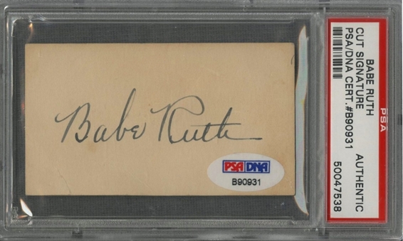 Babe Ruth Autographed Encapsulated Cut (PSA/DNA)